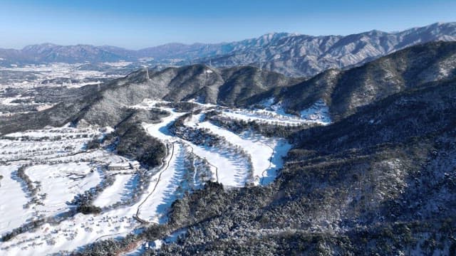 Snow-covered Mountains and Winding River