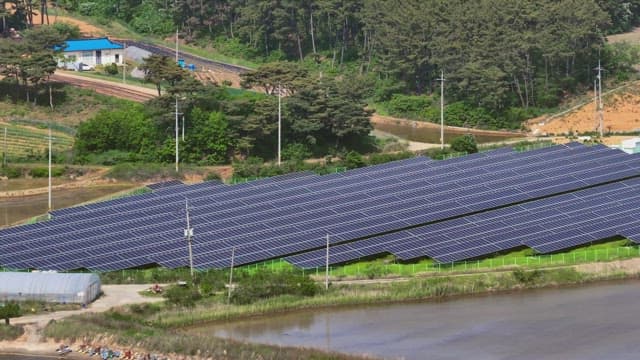 Solar panels in a rural landscape