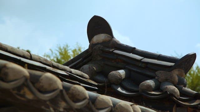 Close-up of Traditional Korean Roof Tiles