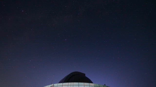 Dark Starry Night Sky and Observatory