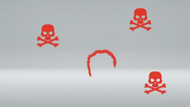 Animated sequence showing the stages of a fish's food consumption