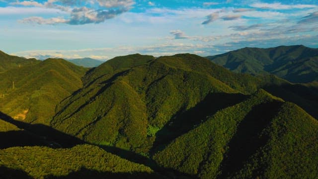 Aerial View of Lush Green Mountains