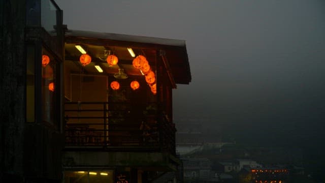 Red Lanterns on a Cloudy Day