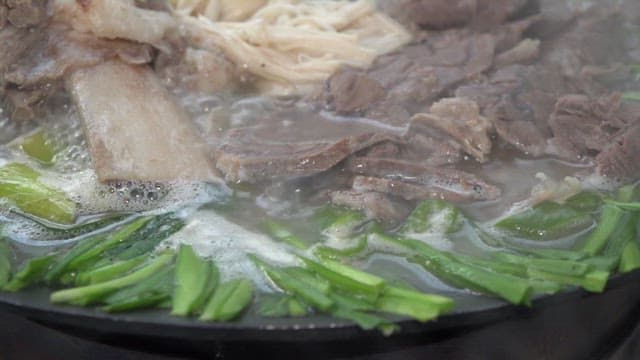 Simmering Korean Beef Hot Pot with Assorted Ingredients
