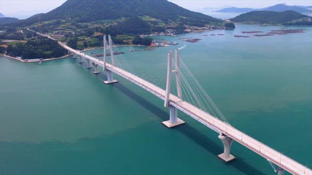 Majestic Suspension Bridge Over Calm Waters