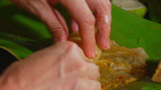 Fresh tuna rolled in kimchi