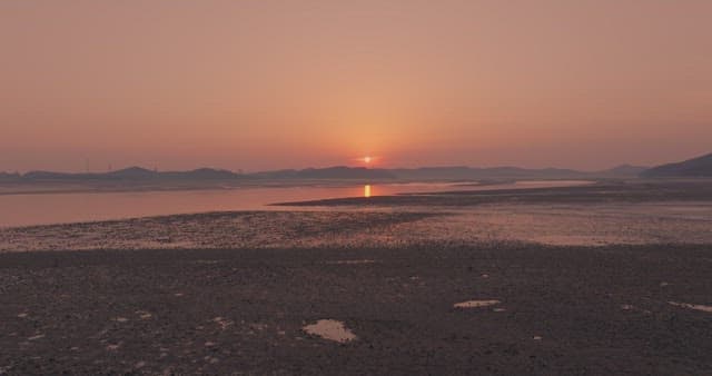 Sunset over a tranquil beach