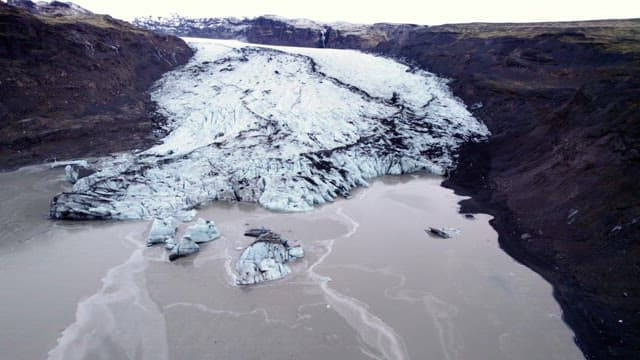 Vast glacier stretching across a mountain