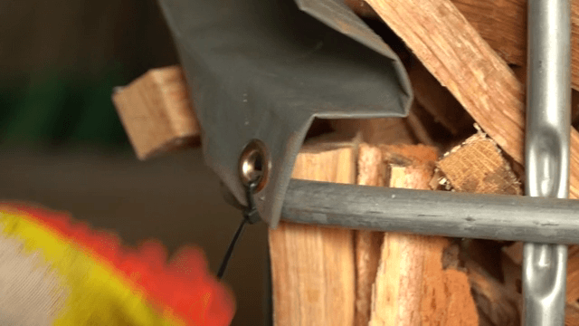 Stack of chopped wood in a factory