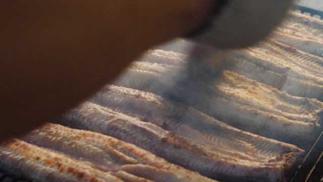 Eel grilled on a grill