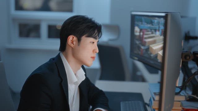 Man working late at the office