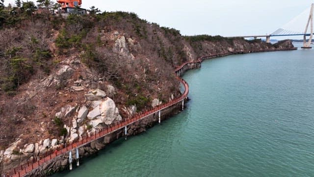 Scenic coastal walkway along a cliff