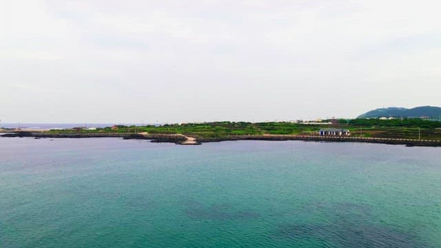 Scenic coastal view with distant shorelines