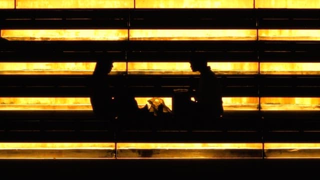 People enjoying the night sitting in the stair park on Nodeul Island