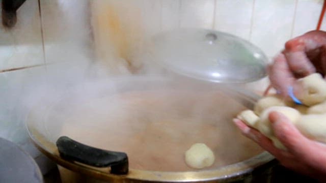 Steamed buns steamed in a steamer