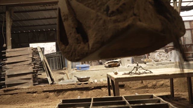 Sand being poured in a factory