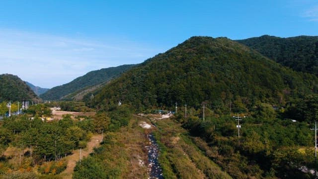 Mountainous area surrounded by greenery
