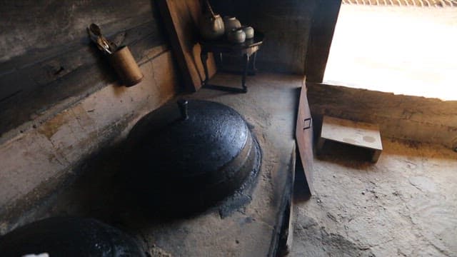 Traditional Korean Cooking in a Rustic Kitchen