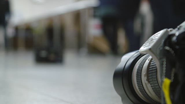 Wireless microphone receiver placed on the floor of the filming location