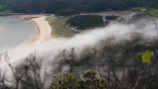 Mist Over a Serene Coastal Landscape