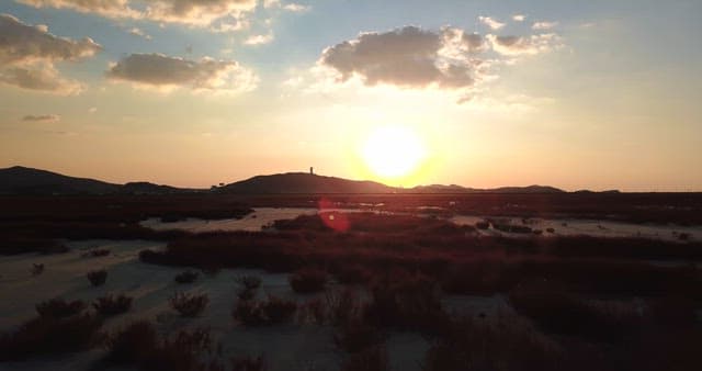 Sunset over a serene landscape