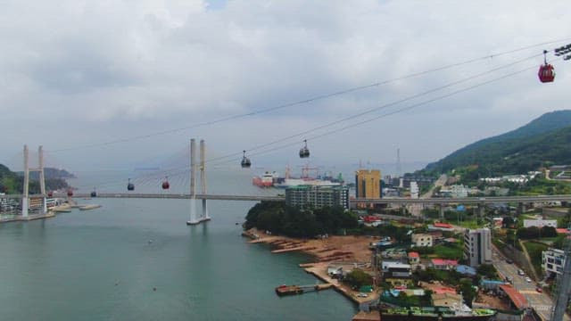 Cable car crossing between islands