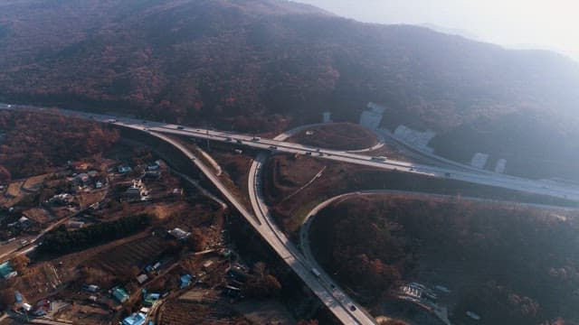 Highway Interchange Among Hills