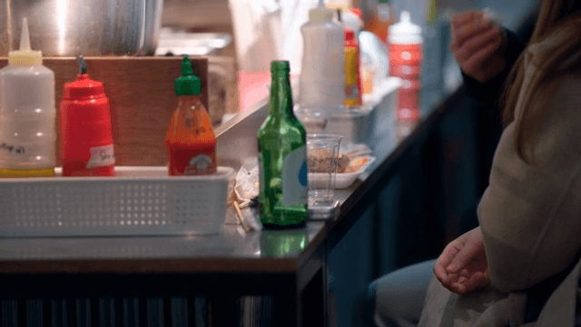 Street food stall with various condiments