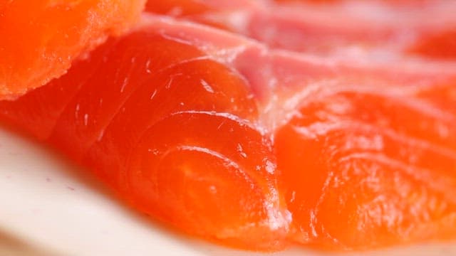 Close-up of fresh trout slices