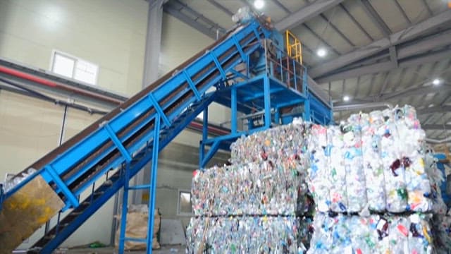 Recycling Facility Sorting Plastic Waste
