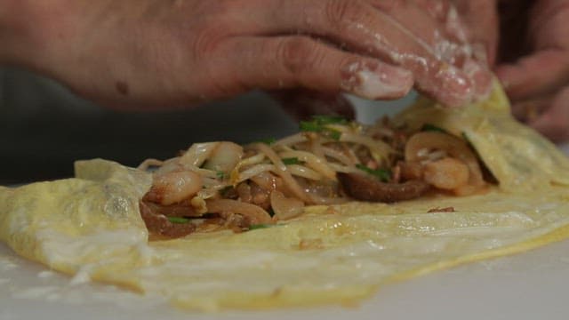Egg rolls made with stir-fried vegetables and meat