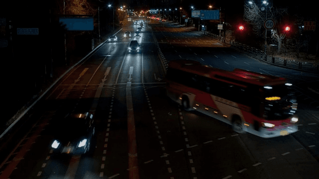 Night traffic on a busy road