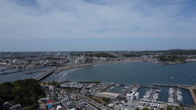 Coastal City with Marinas on a Sunny Day
