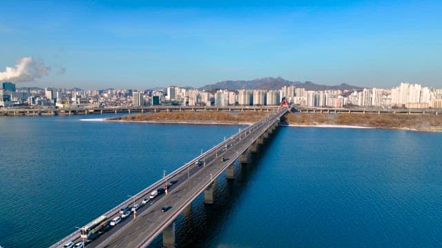 Han River Bridge and Cityscape on a Clear Day