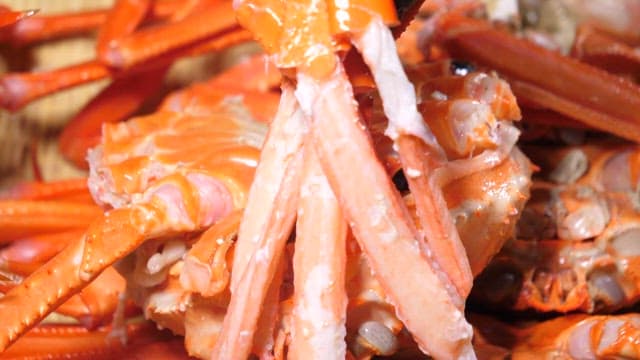 Well-steamed and neatly prepared snow crab leg meat