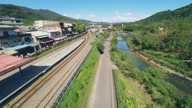 Scenic view of a beautiful railway and town