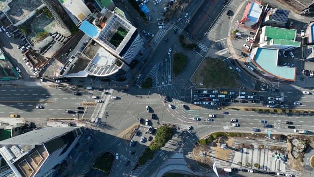 Busy city intersection with traffic