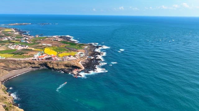 Coastal village with ocean view