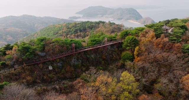 Sky Bridge Hanging Between Autumn Mountains