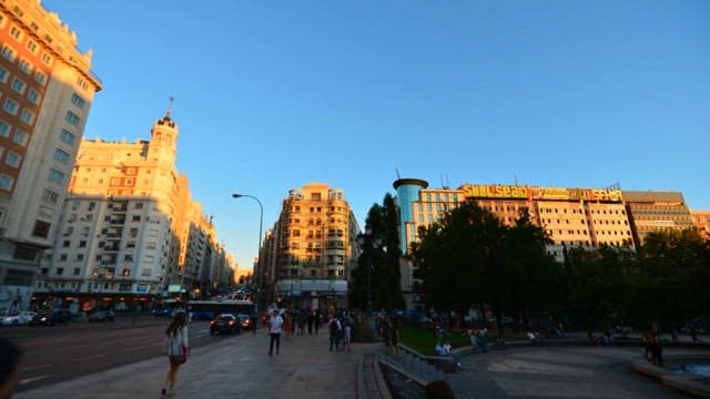 Bustling City Life During Evening Hours