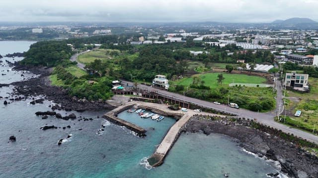 Coastal village with a small harbor