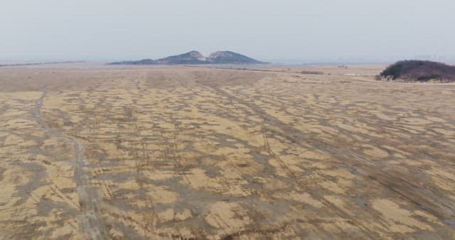 Vast field with distant hills