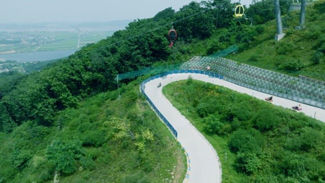 Luge Track and Cable Car Located in the Mountains