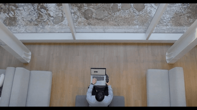 Man Working on Laptop in Warm Room on a Winter Day