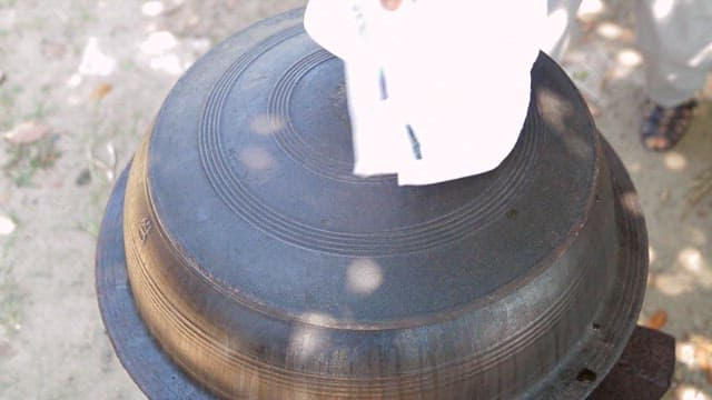 Seaweed jelly batter boiling in a hot cauldron
