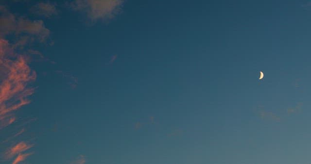 Crescent moon in the twilight sky