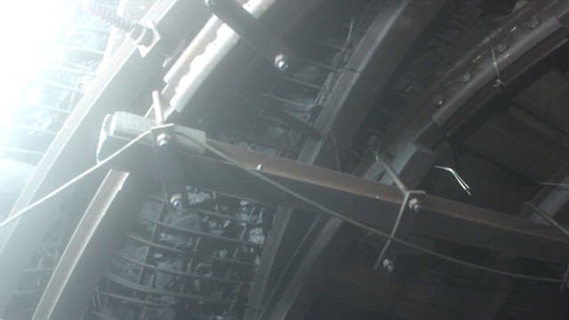 Detail of a mine tunnel made of metal beams and support