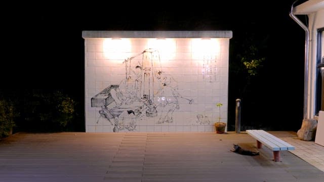 Mural depicting traditional Korean life