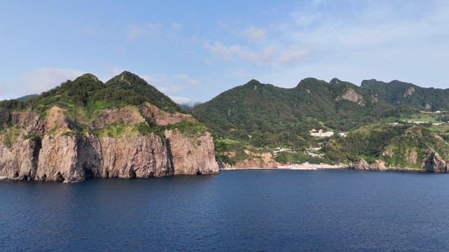 Coastal mountains and sea view