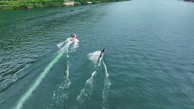 Wakeboarding on a scenic river